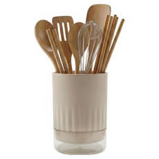 위티미티 자동 물빠짐 오크밀 수저통 S103, 1개, 오크밀 베이지