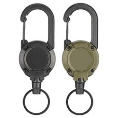 벨리안 휴대용 릴 와이어 핀온릴 키링 2종, 블랙, 카키, 1세트
