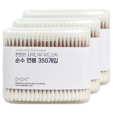 소낙소낙 튼튼한 자작나무 우드스틱 순수 면봉, 3개, 350개입