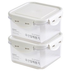 QUIDNOVI 국내산 정사각 밀폐용기 화이트, 2개, 800ml
