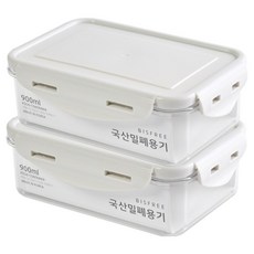 QUIDNOVI 국내산 직사각 밀폐용기 화이트, 2개, 900ml