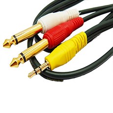 해밀전자 고급형 오디오 케이블 3m, 3.5ST-2모노5.5, 혼합색상, 1개