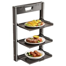 트레오나 접이식 다용도 흡착식 선반 주방 수납 정리대, 그레이, 3단