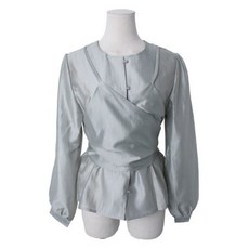 시크블랙 레이츠 페미닌 크로스 스트랩 퍼프 시스루 블라우스 cpbl5722c51