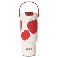 KEPO 手提雙飲吸管杯 316L不銹鋼內膽 KC008, 大紅蘋果, 1個, 900ml
