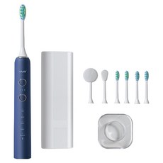 한경희생활과학 무선 음파 전동칫솔 스페셜 전용 칫솔모 2종 x 2p 혀클리너 페이스클리너 휴대용 케이스 무선 충전기, 1개, 네이비, HA-100ET