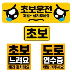 제제데코 초보운전 고휘도 반사 리무버블스티커 탈부착 자석 차량스티커 BIG초보용 4종 세트 002, 혼합색상, 1세트