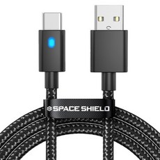 SPACE SHIELD 任天堂 Switch 2 Pro控制器 2 遊戲控制器 智慧LED充電指示燈 USB A to C 充電數據線 3m, 單一顏色, 1個, 單一商品