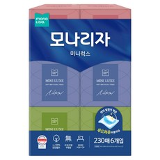 모나리자 미니럭스 천연펄프 미용티슈 2겹, 230매, 6개