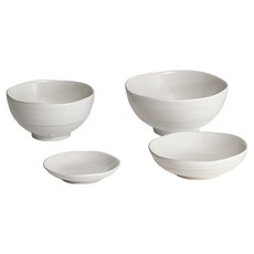yido DOZAGI Yoonseul 經典單人餐具4件組, 白色, 灰色, 1套, 飯碗 + 湯碗 + 高腳小菜碟 中 + 醬料碟