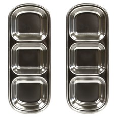 Priceless 不鏽鋼 304 3格小菜盤, 銀色, 2個