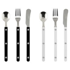 MAISON OBJET Sierre Parvé 雙人甜點餐具 黑色3件組 + 白色3件組 套組, 1套, 茶匙 + 茶叉 + 奶油刀