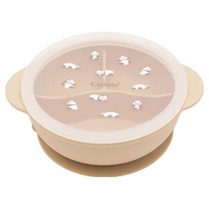 콤비 깊은 실리콘 흡착식판, 베이지, 1개