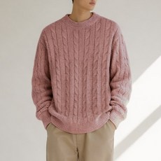 단군 남성용 오버핏 케이블 패턴 니트