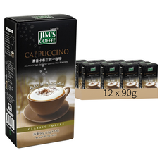 Jim’s Coffee金仕咖啡 柔香卡布三合一咖啡, 18g, 5入, 12盒