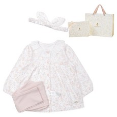 오가닉맘 유아용 에바 긴소내의 상의 + 하의 + 헤어밴드 + 목화기프트백 세트 MISL9B02 + 쇼핑백