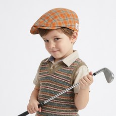 Golden Rabbit 兒童 C 復古格紋標籤帽