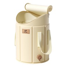 TIMLEI 帶蓋過膝帶排水口泡腳桶/加高過膝養生洗腳盆 升級款, 米色, 1個