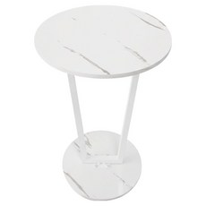 ROI라이프 럭셔리 고급 작은 커피 테이블 원형 40 x 60 cm, 인조 대리석 화이트, 1개