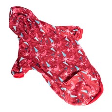 QIDINA 中大狗帥氣連帽刷毛保暖寵物衣 K, 繽紛紅, 1個