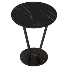 ROI라이프 럭셔리 고급 작은 커피 테이블 라운드 40 x 60 cm, 인조 대리석 블랙, 1개