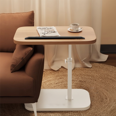 ROI Life 沙發床家用桌 上下調節 360度旋轉 40 x 30 x 45 cm, 白色自然風