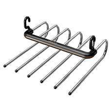 SUNORO 6層不鏽鋼折疊褲架 無痕防滑收納掛架, 黑金色, 1個