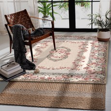 이정데코 프렌치 로즈 페르시안 사계절 물세탁 거실 러그