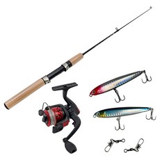 Lead Fishing 鱈魚山鱒魚鱒魚專用釣竿 + 紡車捲線器 + 2種路亞 + 2p別針轉環套組, 混合色