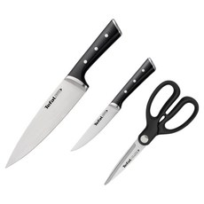 Tefal 特福 Ice Force 廚刀20cm + 水果刀11cm + 廚房剪刀組, 1套, 廚刀 + 水果刀 + 廚房剪刀