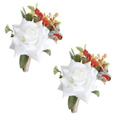 Geuraedada 人造花 活動 婚禮 胸花 胸花 花朵, 紅色, 2個