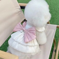 Wavy Days 寵物公主大蝴蝶結寵物連身裙 W265-0010, 白色, 1個