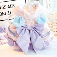 Wavy Days 寵物蕾絲蝴蝶結寵物連身裙 W265-0001, 粉紅色, 1個