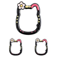 yarna 고양이 카라비너 키링, 블랙, 3개