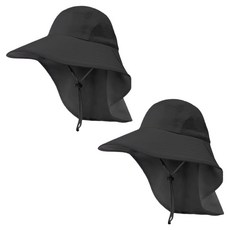 MPINI 遮陽釣魚登山帽 2入, 黑色