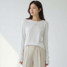 Goodif 女款素色圓領基本款長袖T恤