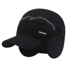 Atirel 保暖防寒耳罩針織運動帽, 黑色, 1個