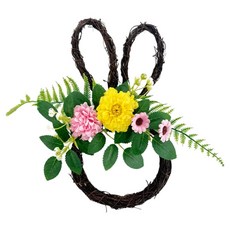 Treova 門飾復活節花環 兔子戒指 黃色雛菊 A13380 31 x 26 cm 3入, 混合色