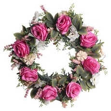 Treova 尤加利花環 裝飾 門把 吊飾 玫瑰 紅玫瑰 花環 35cm, 混合色