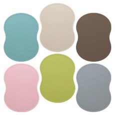 제이알 가로 세로 실리콘 수저받침 6종 세트, 혼합색상, 1세트