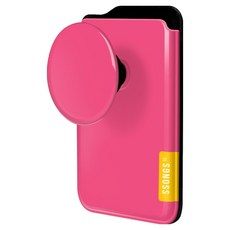 Ssongs Design 一體式手機支架握把 彩色標籤 新版剪裁 MagSafe 3卡包, 12 鮮豔粉, 1個