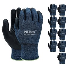 NiTex NBR 泡棉塗層 Air Flying 工作手套 雙手穿戴組 M, 藍色, 10套