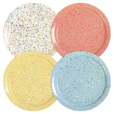 Polmarken Stella 17cm 圓形盤 4件組, 白色, 粉紅色, 黃色, 藍色, 1套, 單品