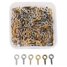 KHOOMIE DIY 螺絲型9字形掛鉤 5W0941 600入 附收納盒, 1個, 金屬色