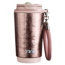 TKK 悅沁雙飲保溫咖啡杯 純鈦, 鈦粉金, 1個, 400ml