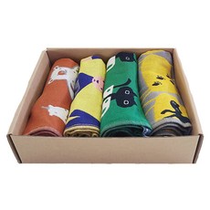 PURE SUNDAY 純棉三層紗布抹布4種套組B, 1套, B款(馬克杯貓咪+派對小兔+三角形雨傘+足球小熊)