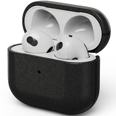 NUART AirPods 時尚皮革保護殼, AirPods 第3代, 黑色