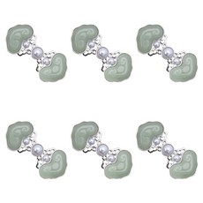 KHOOMIE 復古風褲子腰圍調節鈕扣夾 5W0954, 6個, 綠色