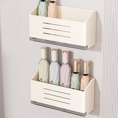 MakeMine 免鑽孔磁吸式瀝水玄關雨傘架, 奶油色, 2個