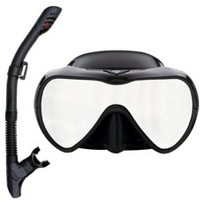 EachUnleaven 鏡面鏡片浮潛面罩, 黑色